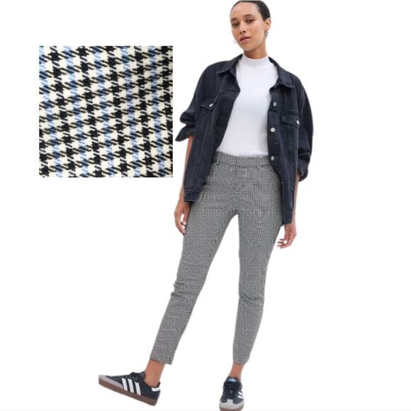 GAP NWT Signature Mini Houndstooth Blue Black Skinny Ankle Pants‎ Women's 4 P - Picture 1 of 12